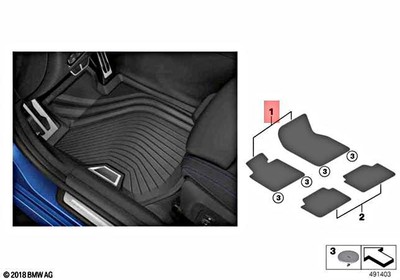 NEW BMW OEM 2019 G20 3 Series Front Rubber Floor Mats All-Weather 51-47-2-461-16