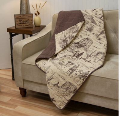 Horse Cowboy Printed Quilted Throw Blanket Southwestern Ranch Bedding