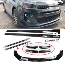 For Kia Rio Front Bumper Lip Spoiler Chin Splitter Body Glossy Black Side Skirt