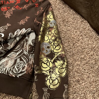Christian Audigier Hoodie Swarovski Crystal Men's L- | eBay