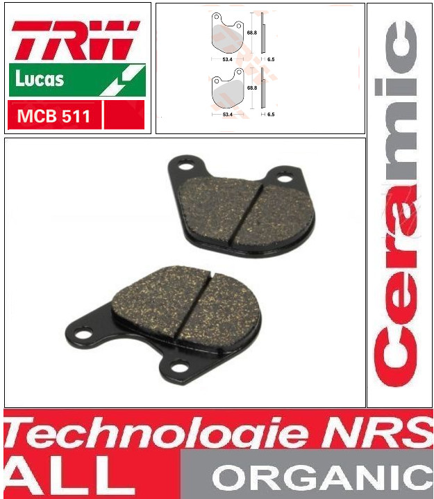 Plaquettes de frein avant TRW MCB511 organic pour Harley-Davidson FXS 1200 Low Rider