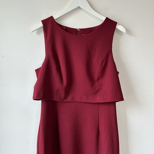 Trina Turk Shalay Popover Dress Layered Midi Dress Wmn’s Sz 12 Red Party Holiday - Picture 3 of 12