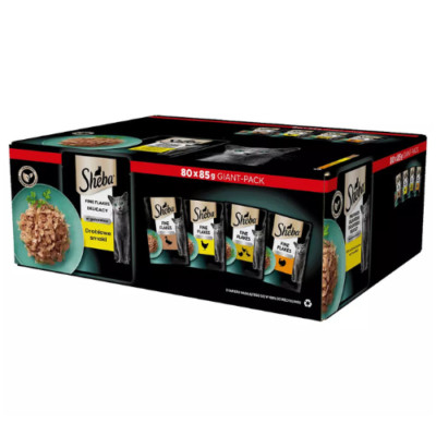 80x85g SHEBA Delicacy MIX Geflügel Geschmacks Ente Huhn Pute Gelee adulte Katzen