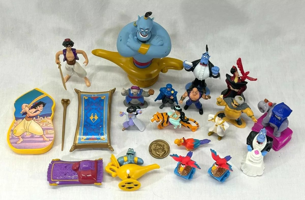 Vintage 90s Disney Aladdin Toy Set Lot 22 pieces with Blue Genie - PVC