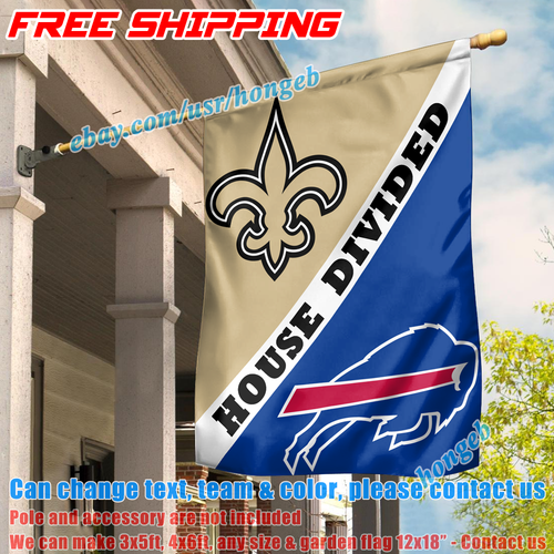 New Orleans Saints vs Buffalo Bills House Divided Flag 28X40" Banner 2024 NFL