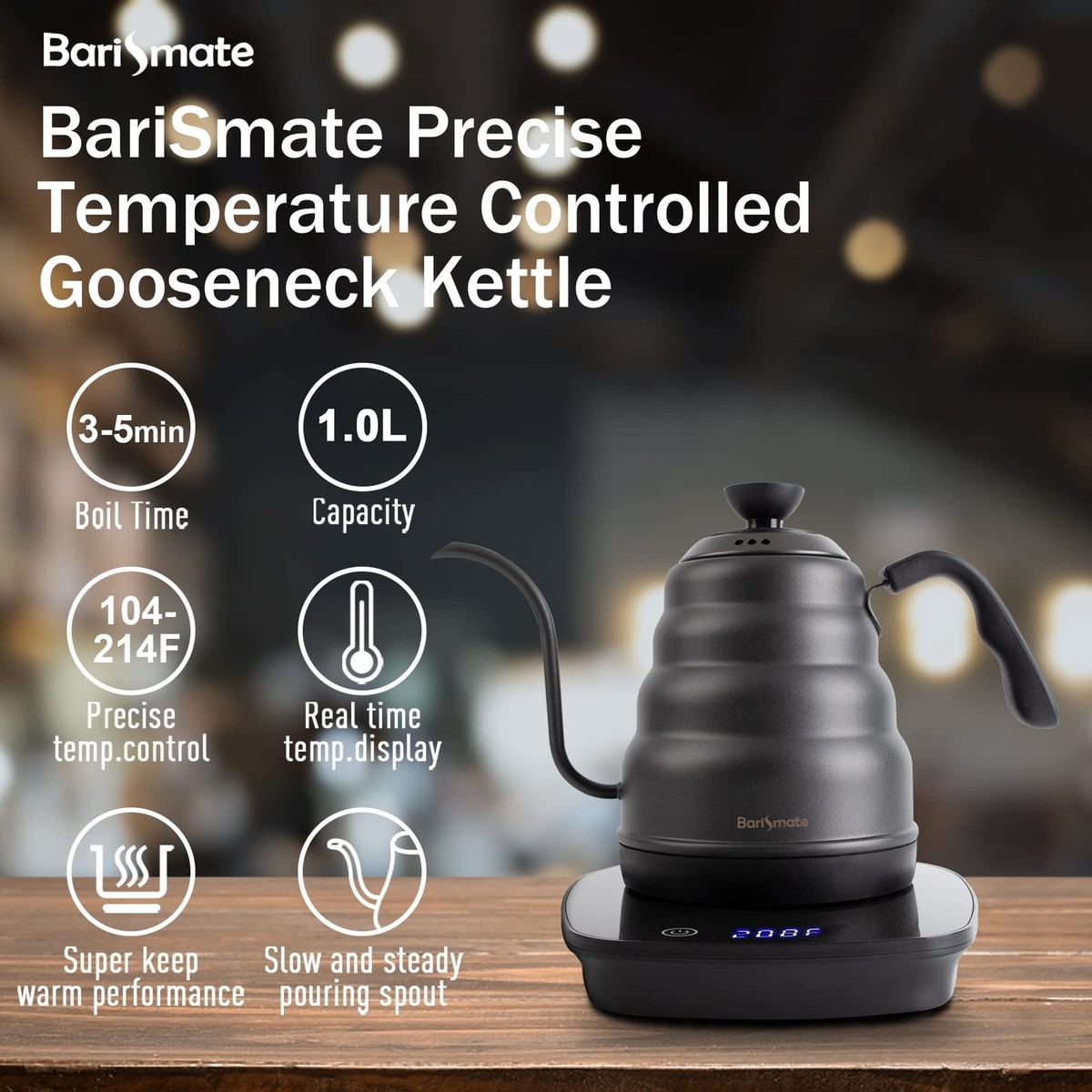 Barismate Electric Gooseneck Kettle With Temperature Control