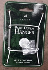 TRIPAR - Plate Display Hanger, metal, white vinyl coating, 5" - 7 1/2"- 2 pack
