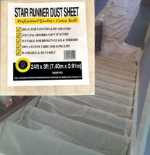 3 x LARGE PROFESSIONAL COTTON DUST SHEETS PAINTING DECORATING ( 24/3- 3 PACK )