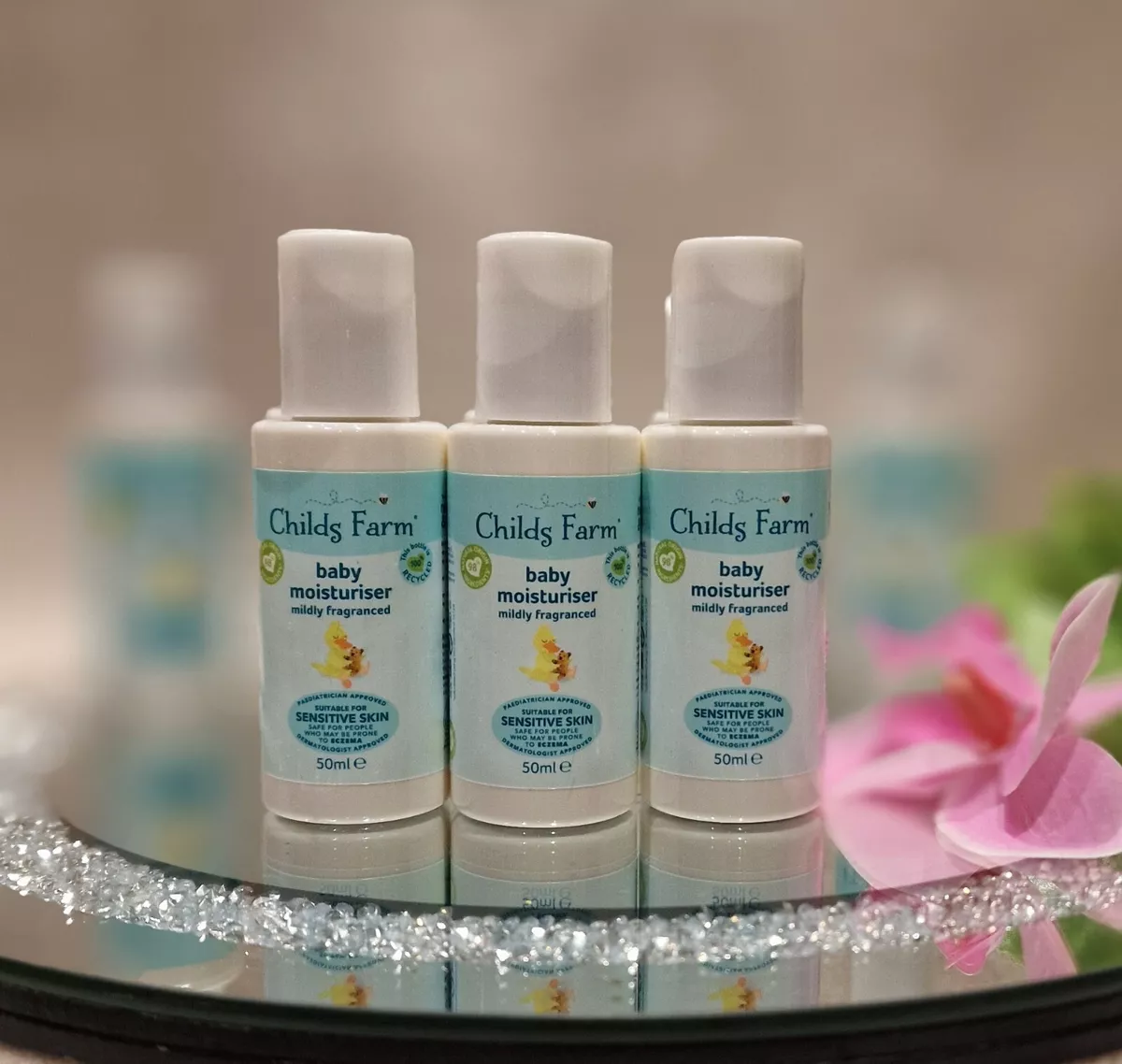 3x 50ml Childs Farm Baby Sensitive Skin Moisturiser Flight Travel
