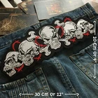 Skull Cross Bones Biker Motorcycle Iron on Embroidered Large Back patch XL