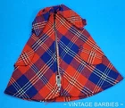 Vintage Barbie Doll Sized Red Plaid Cape MINTY ~ 1960's - 1970's