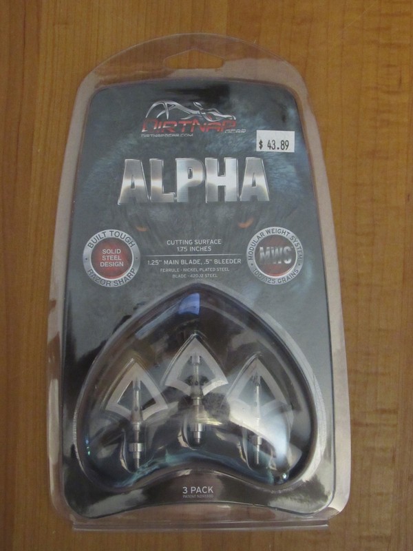 3 PK NEW DIRTNAP GEAR ALPHA 100/125 GR 4 BLADE BROADHEAD 1/4" M BLADE 5/8" BLEED