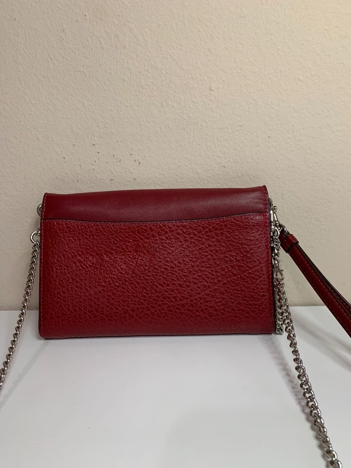 Coach F31620 Cherry Red Leather Chain Crossbody / Wristlet – Silver Hardware - Image 2 of 4