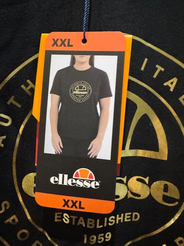 Ellesse black gold logo tee NEW t-shirt size XXL UK size 18-20 BNWT chest 48" - Picture 2 of 8
