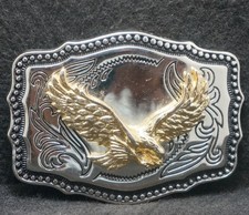 XC27101 REALLY NICE VINTAGE 1970s  EAGLE FLYING  BIRD ARTWORK MENS BELT BUCKLE
