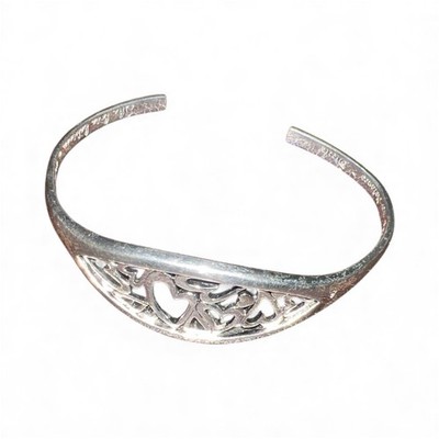 Sterling Silber Mutter und Tochter Armreif Armband mit Gravur & offenen Herzen