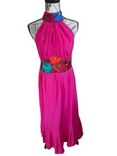 Mexican Fuchsia Dress, Embroidered Dress, Fuchsia Embroidered Dress, Mexico Dres