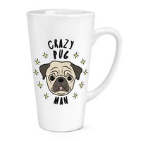 VerrüCkte Mops Mann Stars 483Ml Groß Latte Becher Tasse - Lustig Hund Welpe