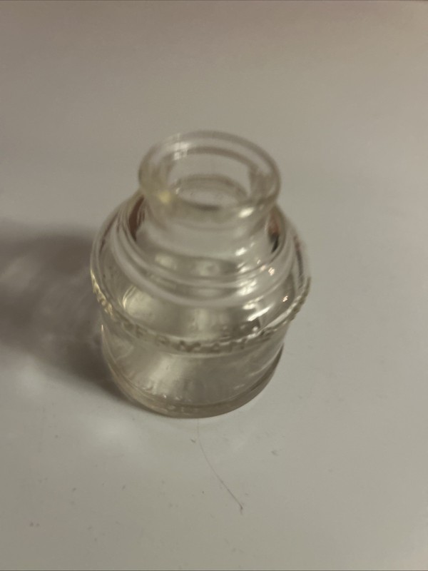 Vintage Waterman's Ink Bottle 2 Oz, Clear Glass, USA Embossed Inkwell