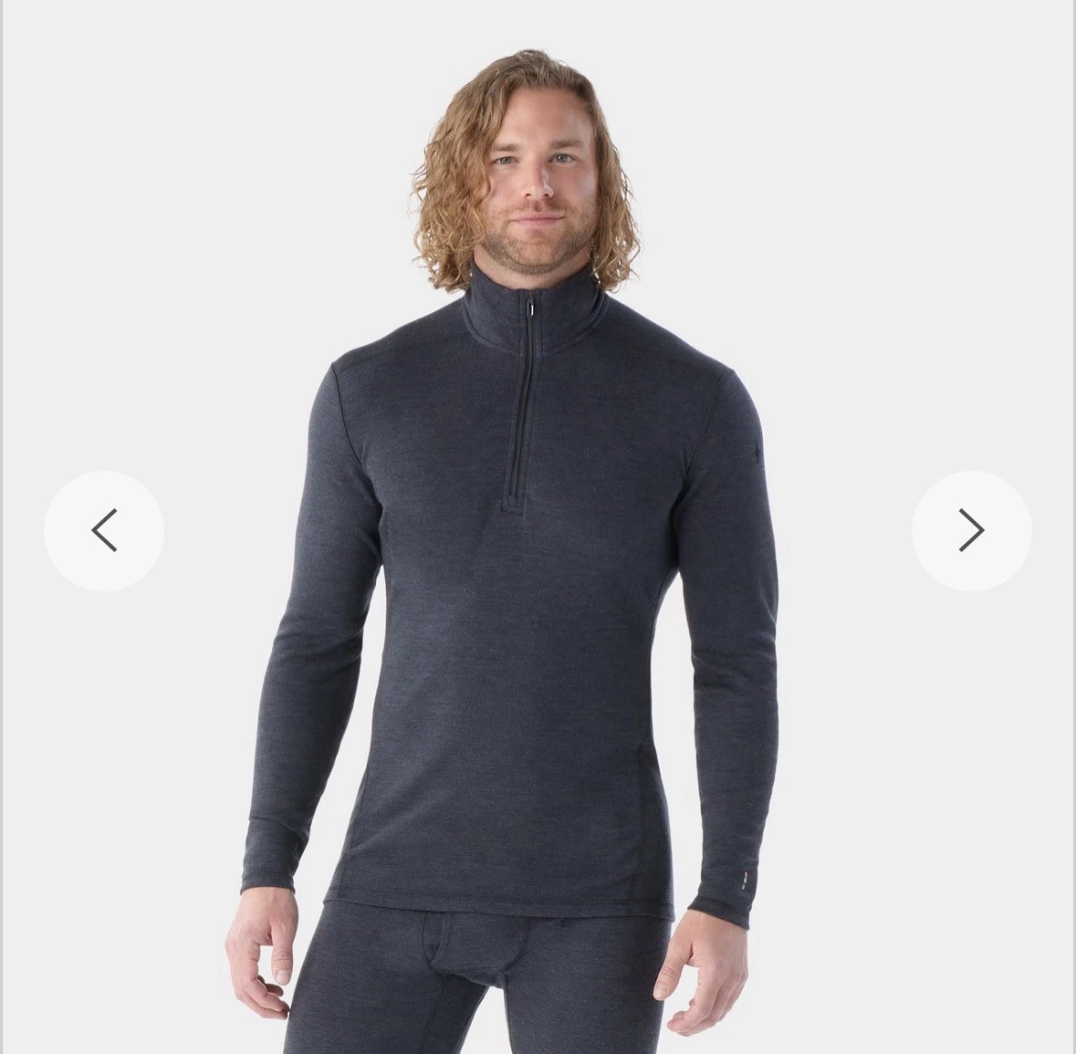 Smartwool Classic Base Layer XL 1/4 Zip Merino Charcoal Heather