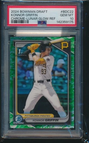 PSA 10 KONNOR GRIFFIN 1st 2024 Bowman Chrome LUNAR REFRACTOR Card RC GEM MINT