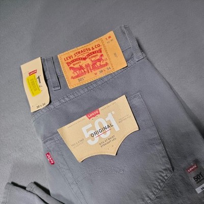 Levi's 501 Original Jeans Mens 38x34 Gray NWT Button Fly Straight Leg