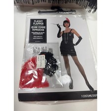 Halloween Costume Women s Adult Flashy Flapper Sz Large 10-12 2 Piece