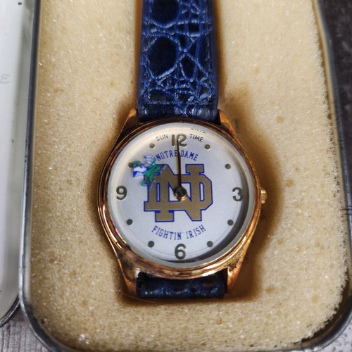 Vintage NOTRE DAME Football Sun Time Watche Blue Band - Picture 2 of 8