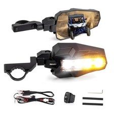 UTV Side Mirrors with LED Lights Rear View Mirror for 1.6-2" Roll Bar Aluminum