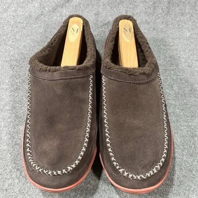 ll bean mens size 11 slippers brown suede mountain sherpa lined shoes ll bean mens size 11 slippers brown suede mountain sherpa  main image 3