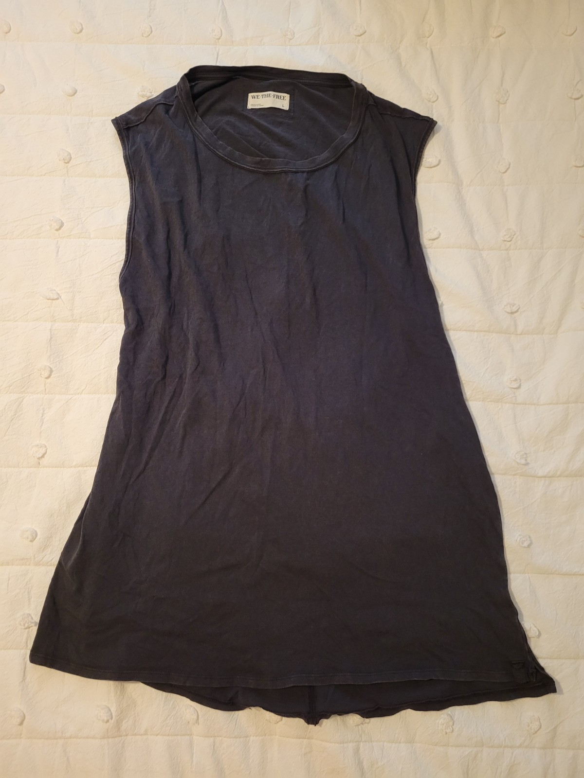 Free People Womens Tank Top Black Shirt Open Back Large L Sleeveless EUC