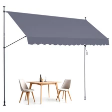 157x47" Patio Awning Retractable Awning Sunshade Shelter with Crank Handle