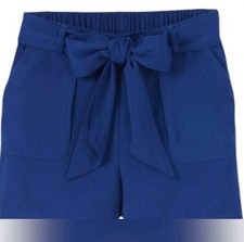 A New Day Blue Paperbag Tie Waist Shorts S Belted Pockets Pleated Front