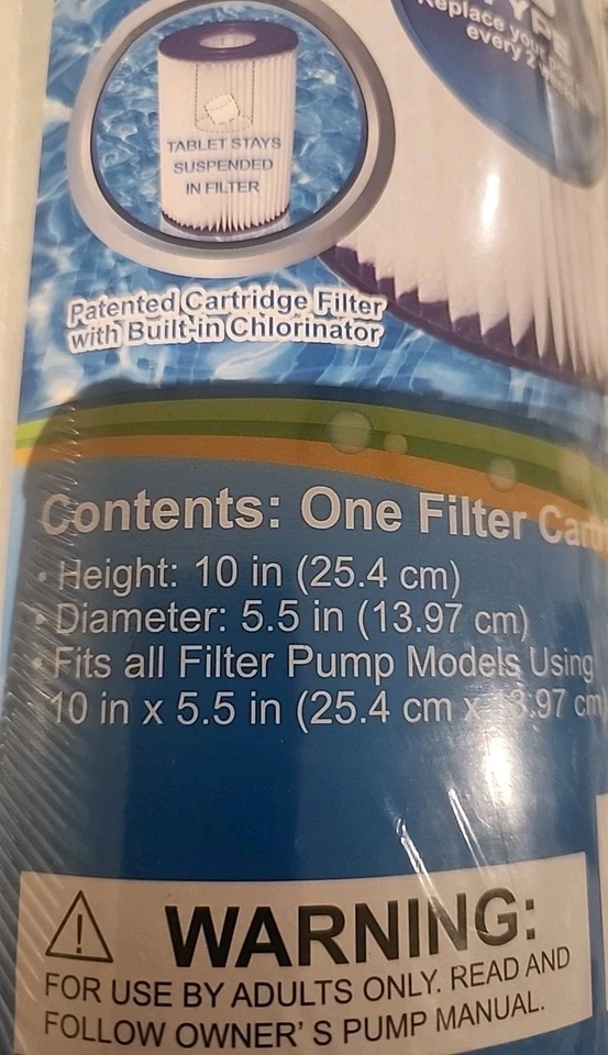 Lot of (2) Summer Escapes ~TYPE B Filter Cartridge Universal 10"×5.5", 442605 - Image 3 of 4