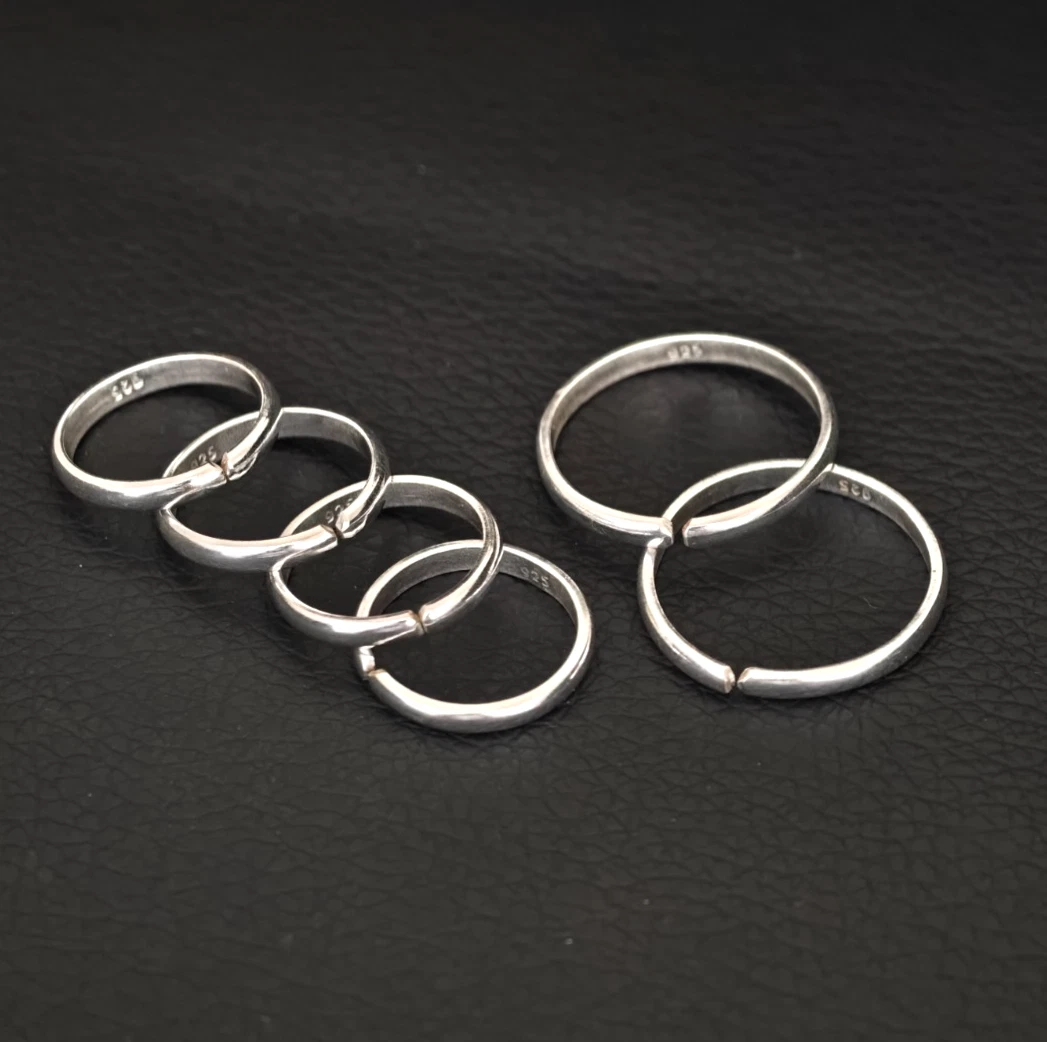 925 Sterling Silber Verstellbarer Zehenring Minimalistisch Vorsteckbar Fußsch...