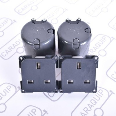2x C-Line 230V Steckdose 13A 3-polig Netzsteckdose + Heckdose Wohnwagen Wohnmobil PO250