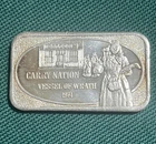 One Troy Ounce Fine  Silver Bar 999 United State Silver Corp Carry Nation 1974