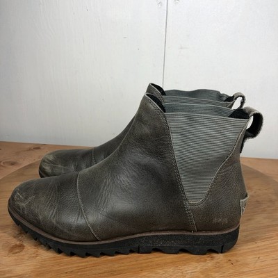 sorel harlow womens size 7.5 shoes brown leather slip on comfort chelsea boots