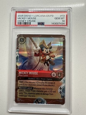 Lorcana Mickey Mouse Pirate Captain Disney Cruise DCL promo #13 13/P3 PSA 10 | eBay Lorcana Mickey Mouse Pirate Captain Disney Cruise DCL promo #13 13/P3 PSA 10 | eBay