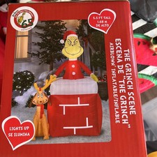 Holiday Airblown 5.5 Foot Dr. Seuss The Grinch Chimney Scene Light Up Christmas