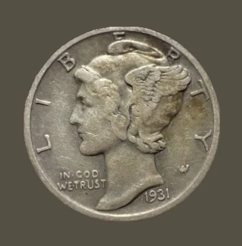 1931-S Mercury Silver Dime Choice Extremely Fine XF Coin Low Mintage