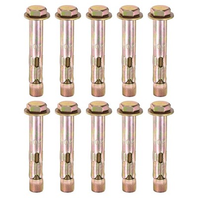 10-Pack M16x120mm Galvanized Iron-Carbon Steel Hex Expansion Bolts for Concrete