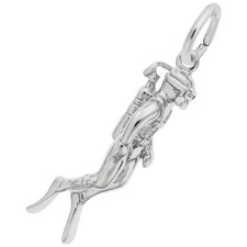 Scuba Diver Charm - Metal - Sterling Silver