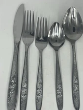 EKCO Eterna Carolyn Stainless Japan Flatware Set 48 Pc Service For 7 + Vtg Roses