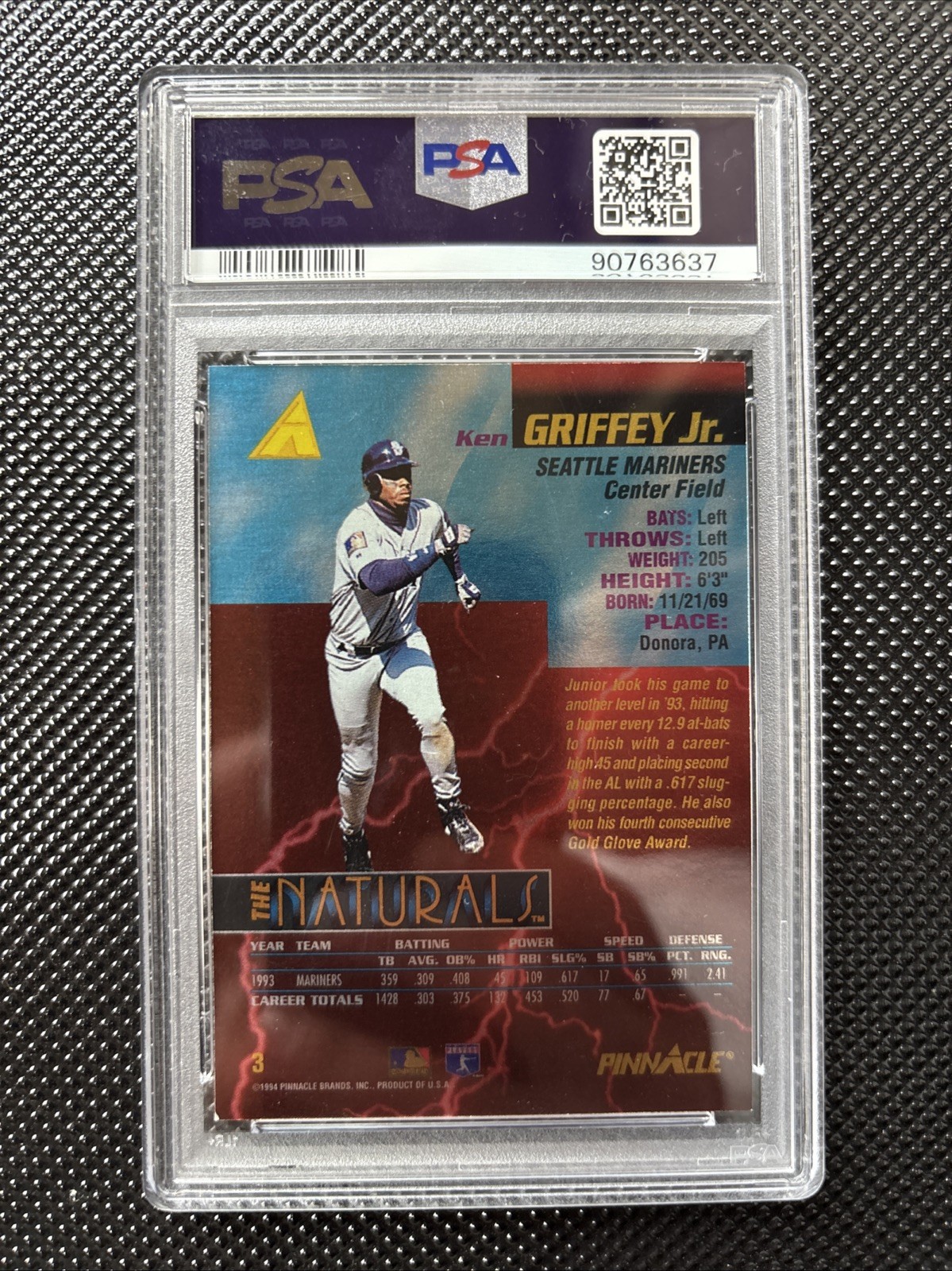 1994 Pinnacle Ken Griffey Jr The Naturals PSA 9 view 2