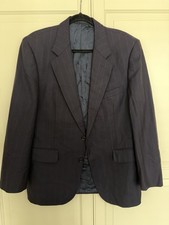 Vintage Aquascutum Navy Pinstripe Blazer Jacket Made in England Wool 42R 44R