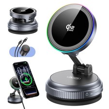 Magnetic Car Mount Charger,25W Fast Wireless Charging Stand with RGB Light