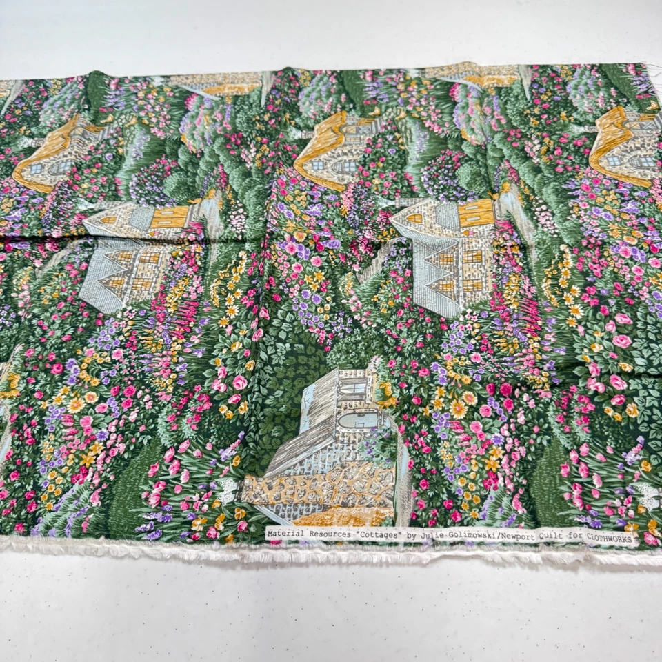 clothworks material resources cottages julie golimowski green floral 31x43 - Image 2 of 4