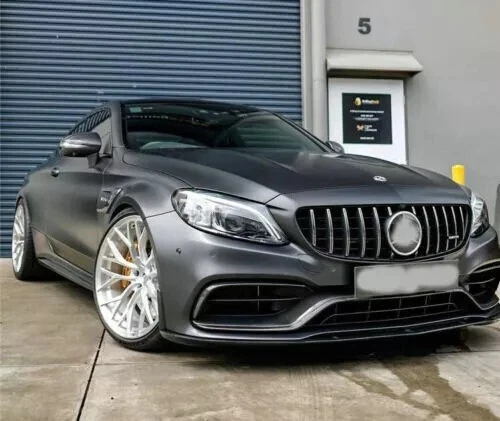 Divisor de lábios parachoque dianteiro 100% fibra de carbono real para Mercedes-Benz C63 AMG W205 - Imagem 2 de 4