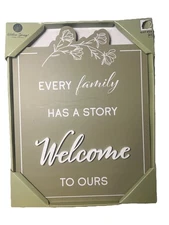 Welcome Sign Every Family Has A Story Welcome To Ours Wall Art Sage Green
